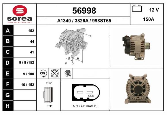 Generator / Alternator 56998 EAI