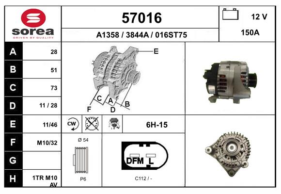 Generator / Alternator 57016 EAI