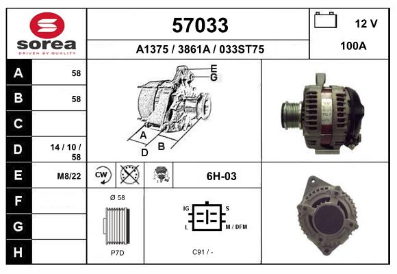 Generator / Alternator 57033 EAI