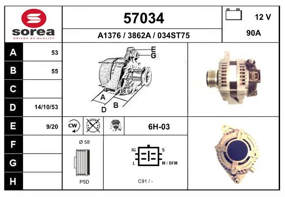 Generator / Alternator 57034 EAI