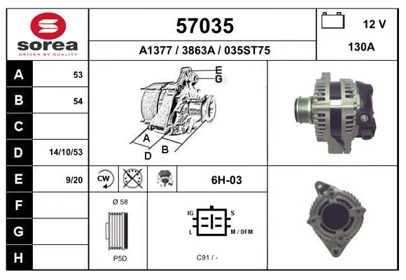 Generator / Alternator 57035 EAI