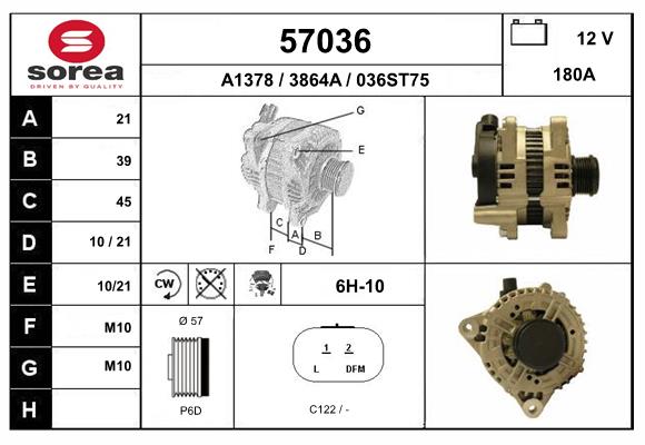 Generator / Alternator 57036 EAI
