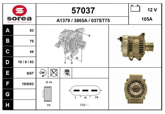 Generator / Alternator 57037 EAI