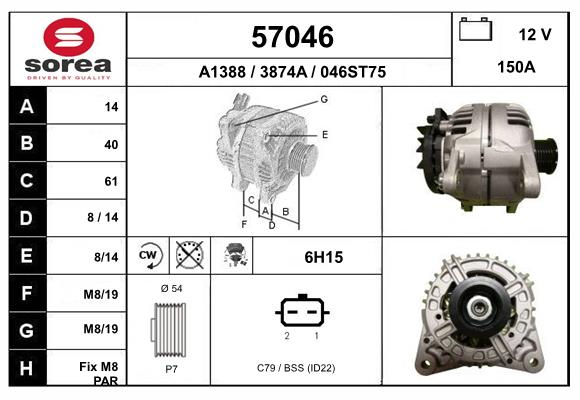 Generator / Alternator 57046 EAI