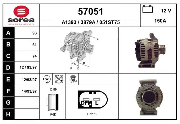 Generator / Alternator 57051 EAI