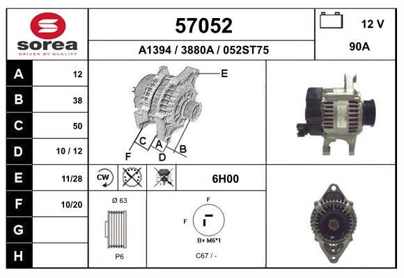 Generator / Alternator 57052 EAI