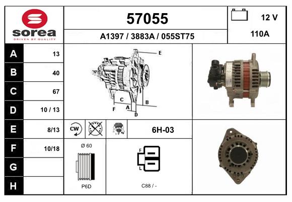 Generator / Alternator 57055 EAI