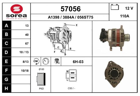 Generator / Alternator 57056 EAI
