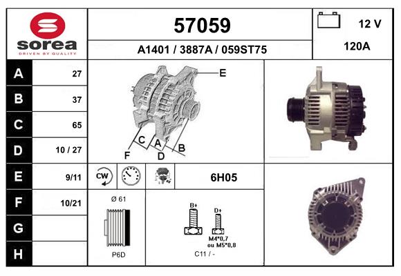 Generator / Alternator 57059 EAI
