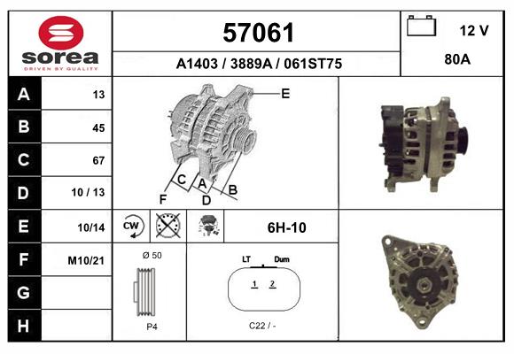 Generator / Alternator 57061 EAI