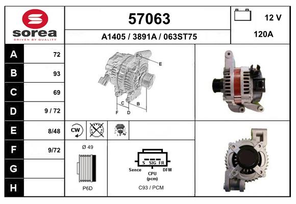 Generator / Alternator 57063 EAI