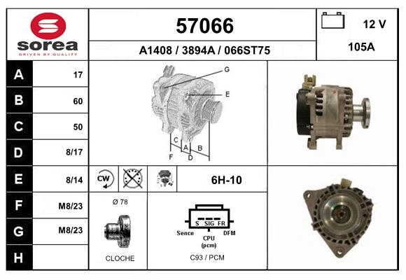 Generator / Alternator 57066 EAI