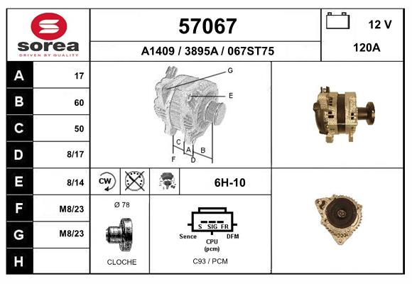 Generator / Alternator 57067 EAI