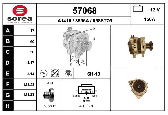 Generator / Alternator 57068 EAI