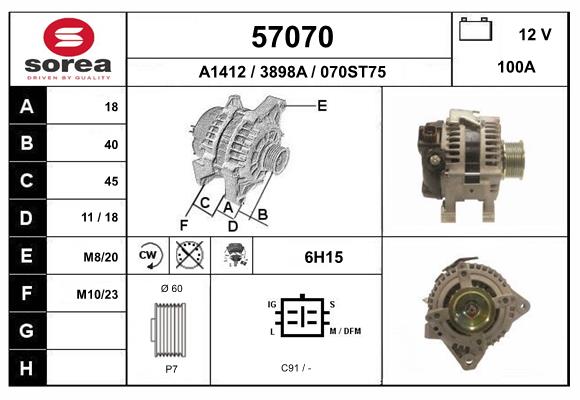 Generator / Alternator 57070 EAI