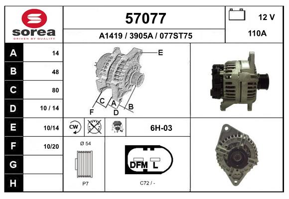 Generator / Alternator 57077 EAI