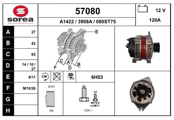 Generator / Alternator 57080 EAI