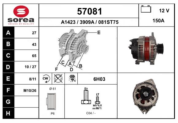 Generator / Alternator 57081 EAI