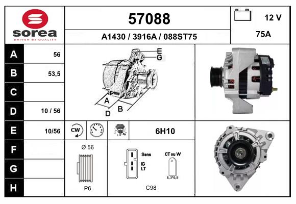 Generator / Alternator 57088 EAI