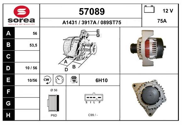 Generator / Alternator 57089 EAI