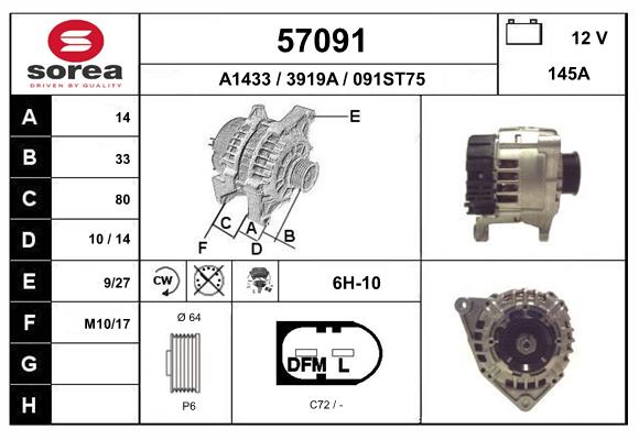 Generator / Alternator 57091 EAI
