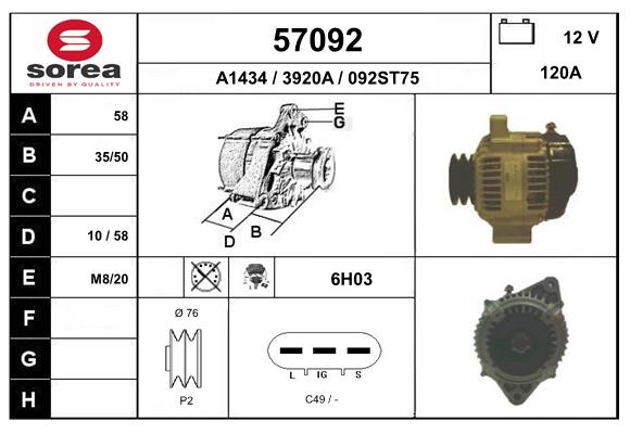Generator / Alternator 57092 EAI
