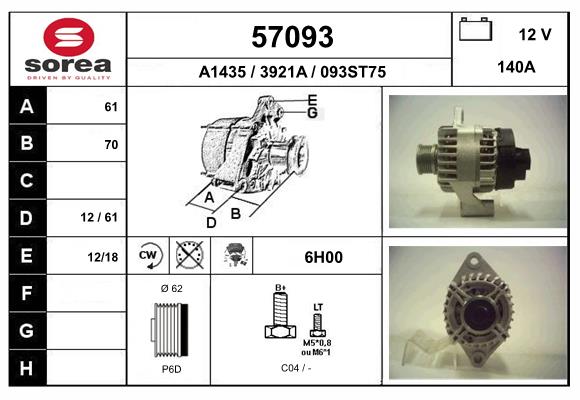 Generator / Alternator 57093 EAI
