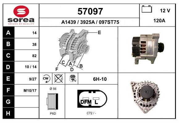 Generator / Alternator 57097 EAI