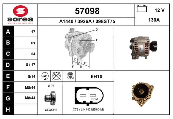 Generator / Alternator 57098 EAI