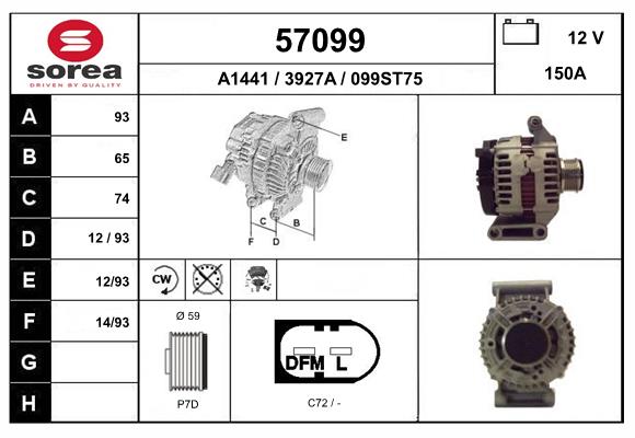 Generator / Alternator 57099 EAI
