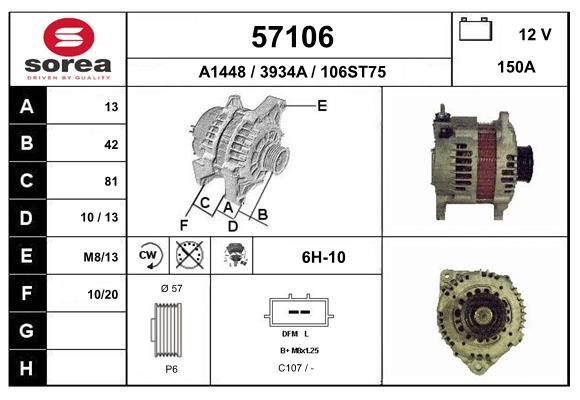 Generator / Alternator 57106 EAI