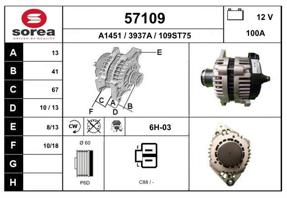 Generator / Alternator 57109 EAI