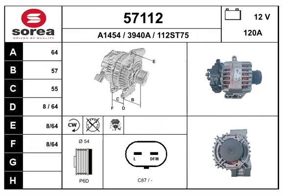 Generator / Alternator 57112 EAI
