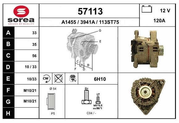 Generator / Alternator 57113 EAI