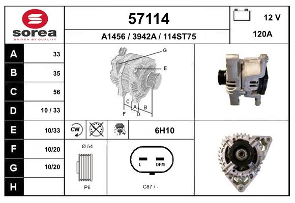Generator / Alternator 57114 EAI
