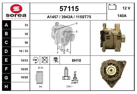 Generator / Alternator 57115 EAI
