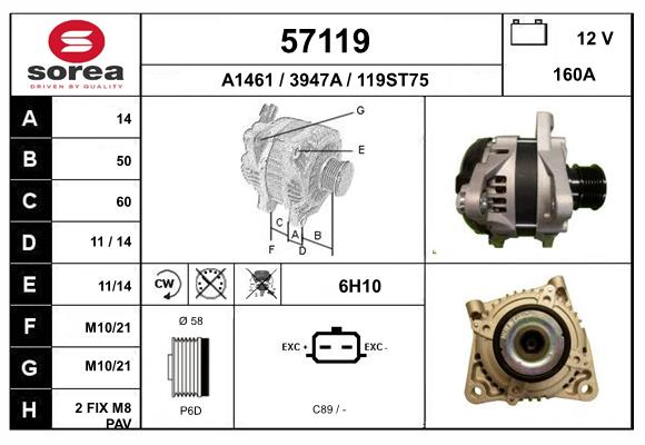 Generator / Alternator 57119 EAI