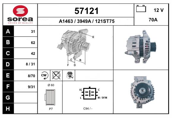 Generator / Alternator 57121 EAI