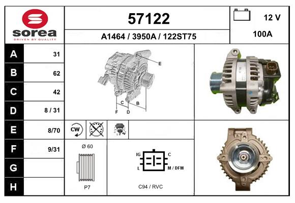 Generator / Alternator 57122 EAI