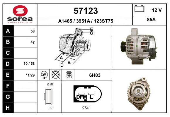 Generator / Alternator 57123 EAI