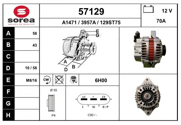 Generator / Alternator 57129 EAI