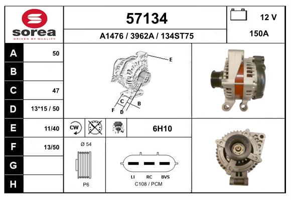 Generator / Alternator 57134 EAI