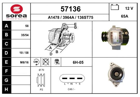 Generator / Alternator 57136 EAI