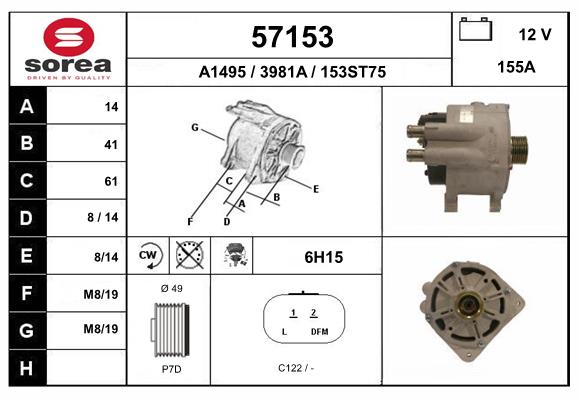 Generator / Alternator 57153 EAI