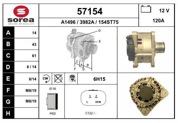 Generator / Alternator 57154 EAI