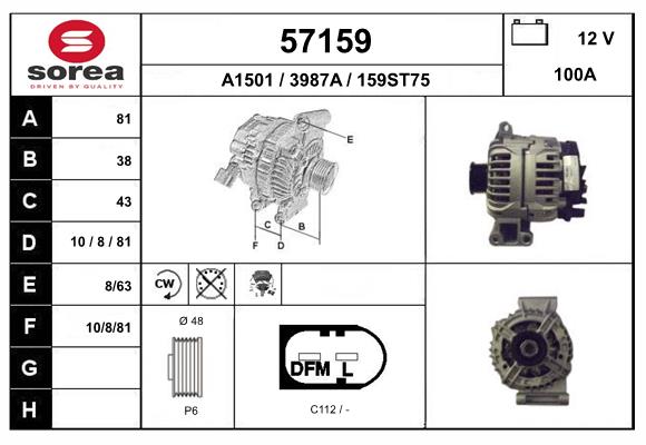 Generator / Alternator 57159 EAI