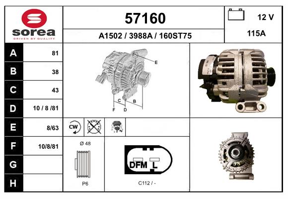 Generator / Alternator 57160 EAI