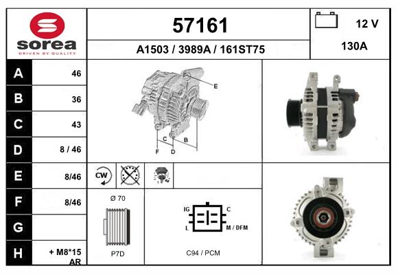 Generator / Alternator 57161 EAI
