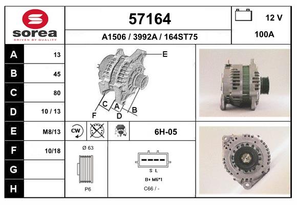Generator / Alternator 57164 EAI