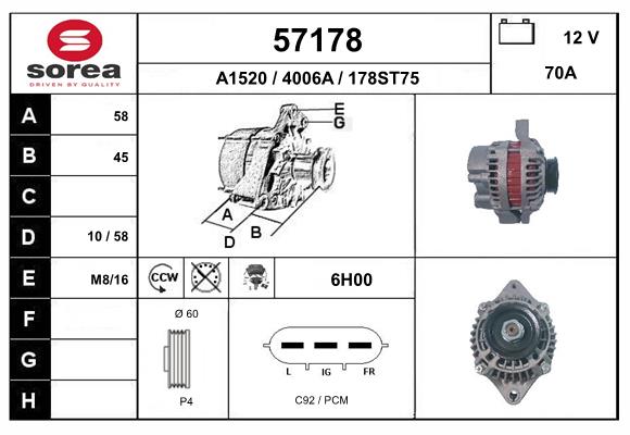 Generator / Alternator 57178 EAI
